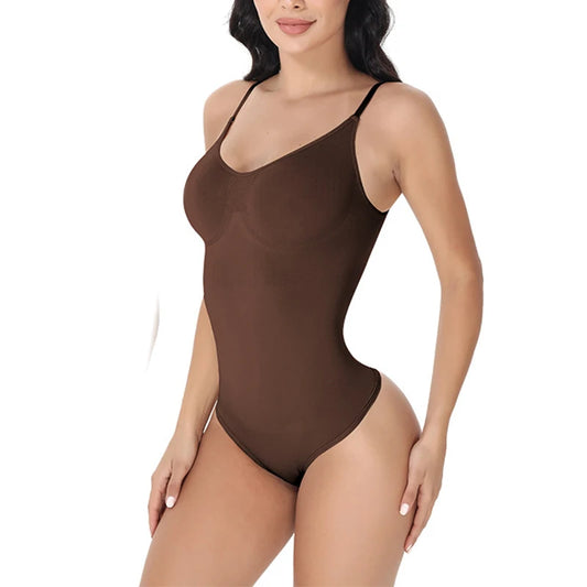V Neck Spaghetti Strap Bodysuits Compression Body Suits Open Crotch Shapewear Slimming Body Shaper Smooth Out Bodysuit Shaper